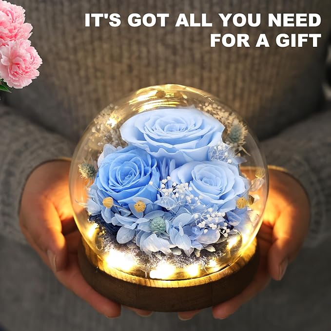 Lujechii Forever Flowers,Flowers for Delivery Prime.Birthday Gifts for Women,Moms, Lovers, Friends, Anniversaries, Preserved Flowers Unique Flower Gifts, Graduation Flower Bouquets (Blue)