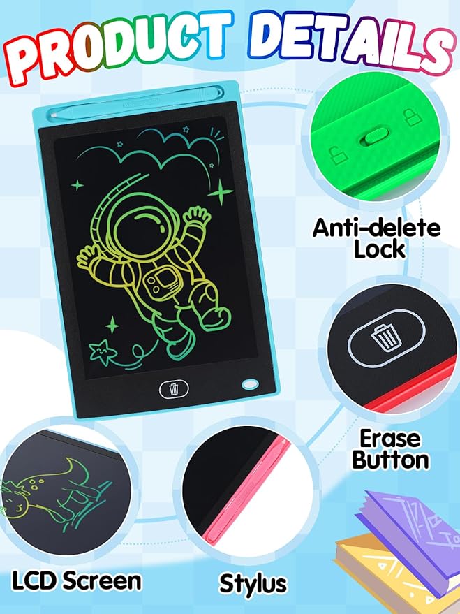 12 Pack LCD Writing Tablet for Kids Bulk - 8.5in Colorful Drawing Tablet Erasable Doodle Board, Educational Learning Travel Toys for 3 4 5 6 7 8 Kids, Kindergarten and Preschool Must Haves
