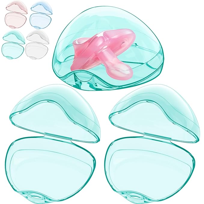 Smlpuame Pacifier Case,3 Pack BPA Free Pacifier Holder Case,Transparent Container Box for Baby Binky（Not Included),Essential Pacifier Accessories,Alway Keep Paci Clean,Easy to Clean(Green)