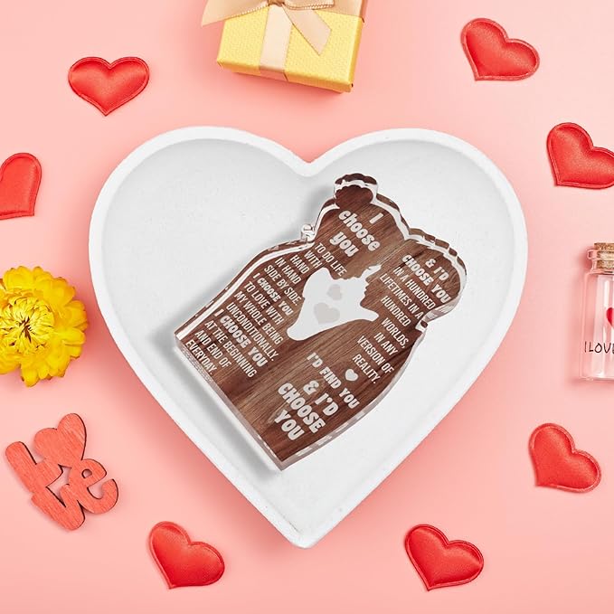 MAMAGIFTREE I Love You Romantic Gifts for Her Him, Wife, Husband, Couple, Boyfriend Girlfriend, Anniversary Wedding Gifts for Women Men - Desk Decor Acrylic Sign