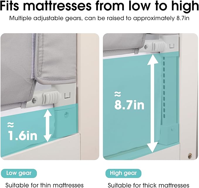 Baby Bed Rail Guard for Toddlers - 78" Toddler Bed Rails for Twin, Full, Queen, King Bunk Size Bed Swing Down Bedrail Extral Tall Child Safety Side Railing Guards for Kids White