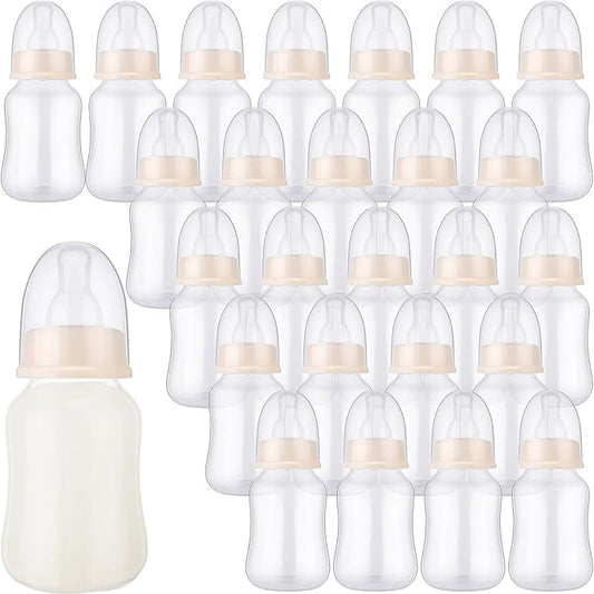 48 Pcs Baby Shower Favors Party Game Mini Baby Bottles Gift Sets for Baby Shower Boy Girl Gender Reveal Birthday Party Supplies Gift (Beige)