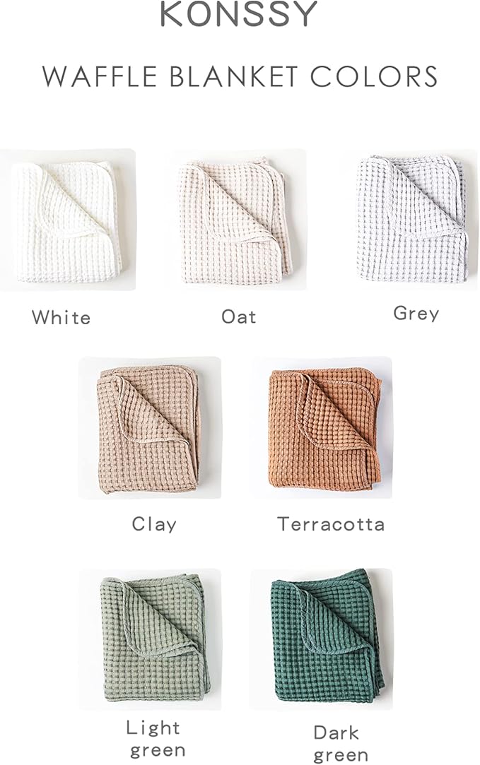 Konssy Waffle Baby Blanket - Soft & Cozy Nursery Swaddle Blanket, Lightweight Toddler Throw for Boys & Girls, Ideal for Wrapping(White)