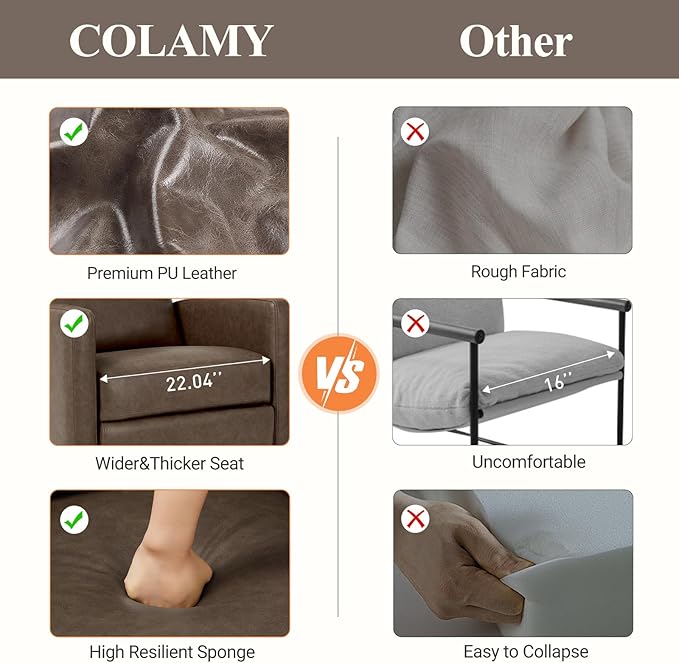 COLAMY Recliner Chair, PU Leather 360° Swivel Rocker Recliner, Nursery Glider Recliner with Ergonomic High Backrest and Upholstered Deep Seat for Living Room, Bedroom, Color Gray