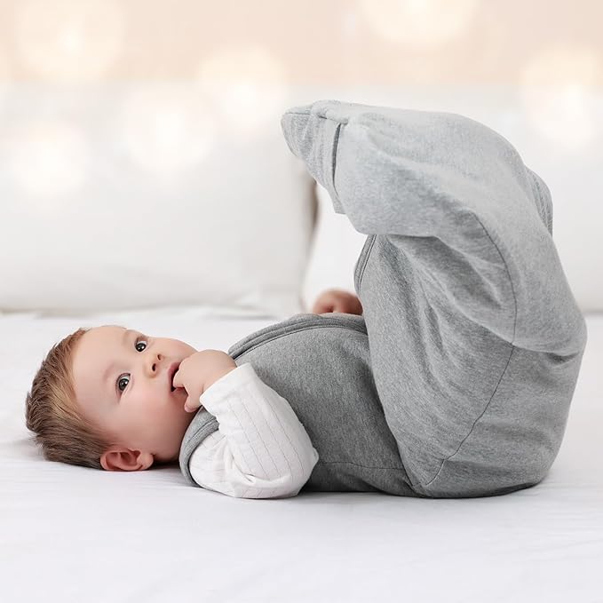 Mosebears Sleep Sack Baby Winter Wearable Blanket with 2-Way Zipper,2.5 TOG Cotton Sleep Sack Unisex (Grey, 6-12 Months)