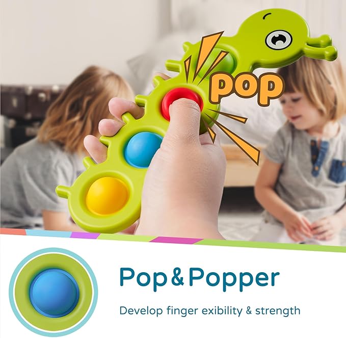 LiKee Fidget Popper Sensory Baby Toys for 10+ Months, Push and Popping Busy Board, Montessori Toys for 1+ Years Old, Airplane Car Travel Toy for Toddlers 1-3 Stress Relief (2 Pieces)