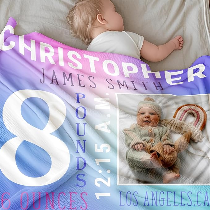 Ship Next Day, Personalized Baby Blanket for Boys Girls - Printed in USA, Custom Baby Blanket with Name Super Soft Plush Flannel, Easter Christmas Brithday Gifts for Baby Shower Kids Toddlers Newborn