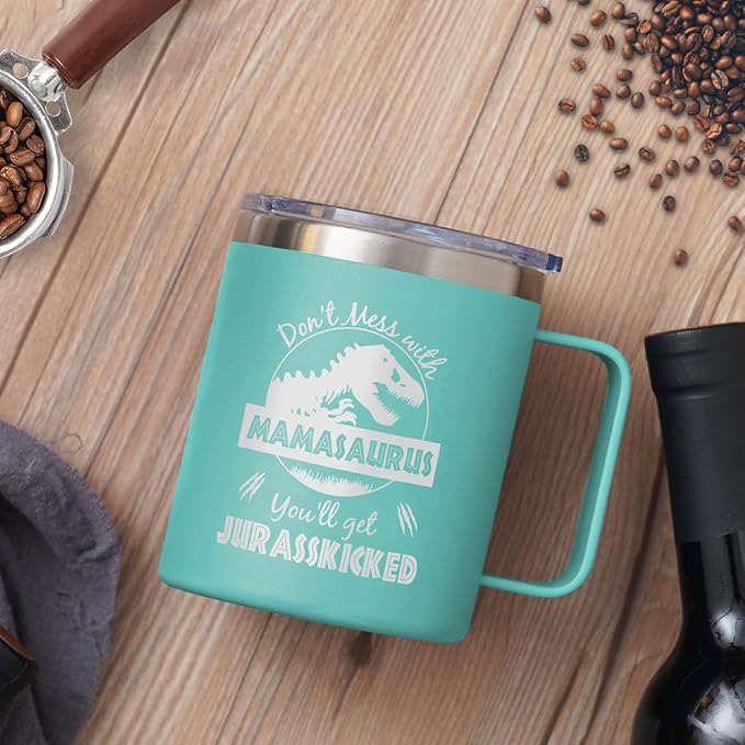 NOWWISH Mothers Day Gifts for Mom from Daughter Son, Mamasaurus Coffee Mug, Birthday Gifts for Mom Women, Mother-in-Law, 14oz Green