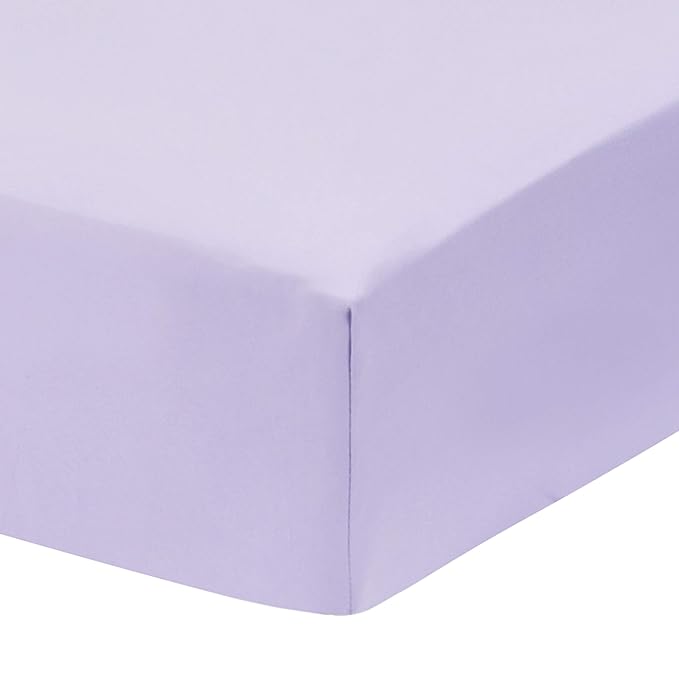 Everyday Kids 2-Pack Fitted Crib Sheets, 100% Soft Breathable Microfiber Baby Sheet, Fits Standard Size Crib Mattress 28in x 52in, White Nursery Sheet and Lavender Nursery Sheet