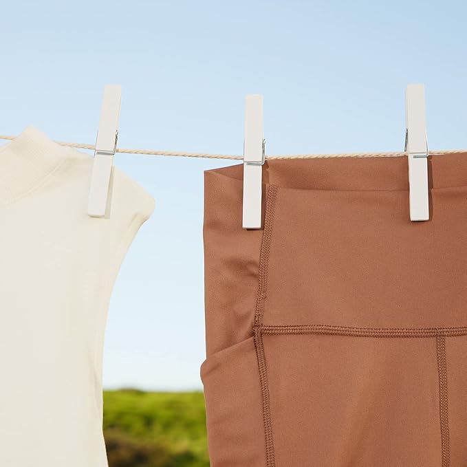 Juvale 100 Pack Wooden Clothespins for Hanging Laundry, Crafts, Photos (White, 4 in Clothes Pins Wooden)