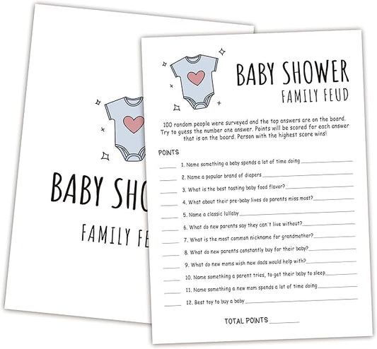 Baby Shower Family Feud Game - Pack of 30 Game Cards 1 Answer Key, Baby Shower Game for Boy & Girl, Baby Shower Decorations, Baby Feud Game Supplies-02