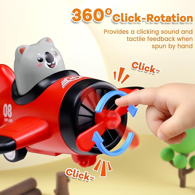 Press and Go Airplane Toys for Toddlers 1-3, Baby Animal Racing Cars Toys for 1 2 3 Years Old Boys Girls, Push Airplane Toys for 12-18 Months, 1st Christmas Birthday Gifts for 1-2 Years Old Boys