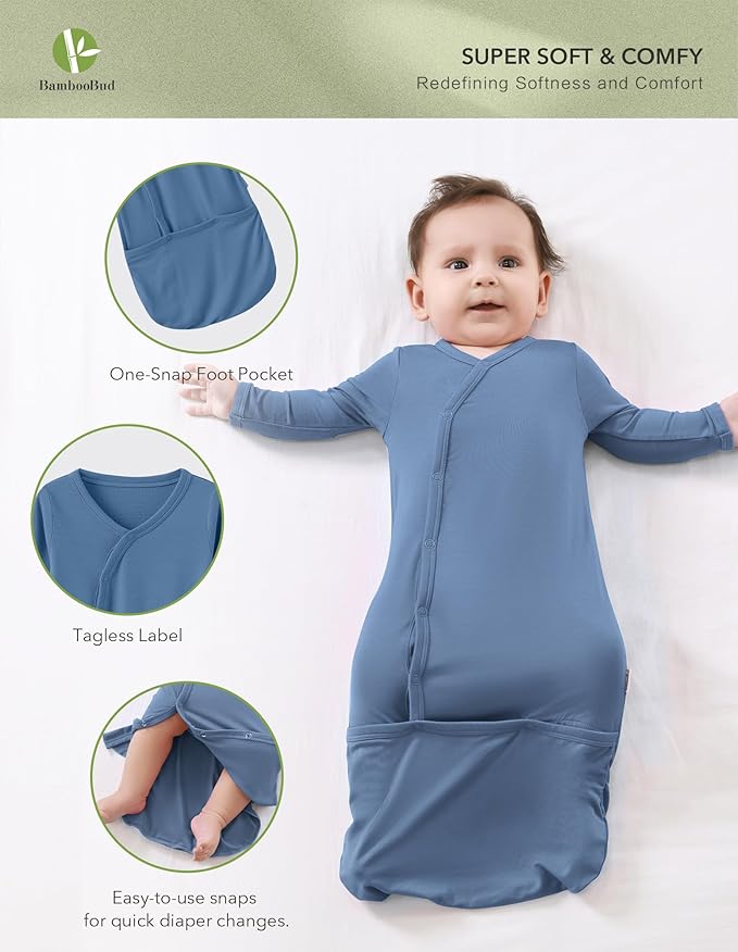 Baby Nightgowns Sleeper Gown Newborn Long Sleeve Pajama Gowns Unisex Viscose from Bamboo Infant Sleepwear