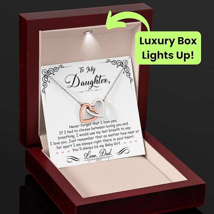 To My Beautiful Daughter Necklace from Mom & Dad | Cubic Zirconia Pendant with Heartfelt Message Card & Gift Box | Daughter Birthday, Graduation, Christmas Jewelry Gift from Parents