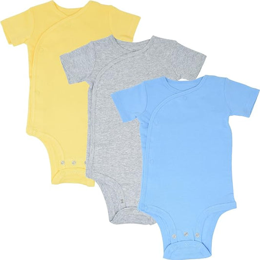 Baby Boy/Girl 3 Pack Short Sleeve Side Snap Grow with Me Bodysuit