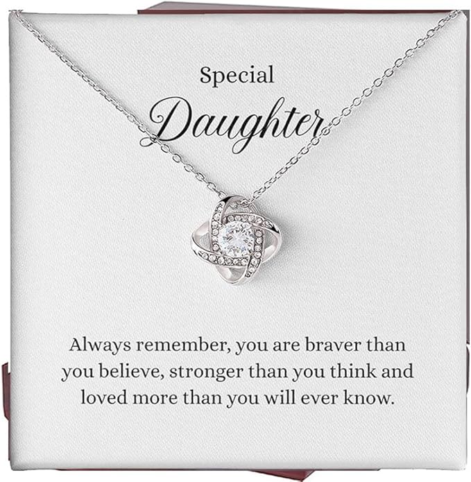 To My Daughter Gift Necklace From Dad or Mom - Badass Daughter Jewelry With Heartfelt Message & Elegant Box