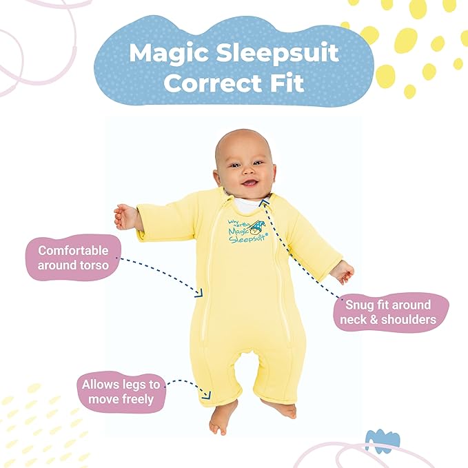 Magic Sleepsuit Baby Merlin's Microfleece Baby Swaddle Transition Product - Soft and Cozy Design, Double Zipper for Easy Diaper Changes, Promotes Safe Sleep, 3-6 Months - Yellow - Large 18-21lbs