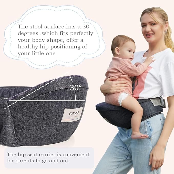 Baby Hip Baby Carrier,Hip Seat for Baby with Adjustable Strap and Pocket,Ergonomic Waist Pack Holder for Newborns & Toddlers (Dark Grey)