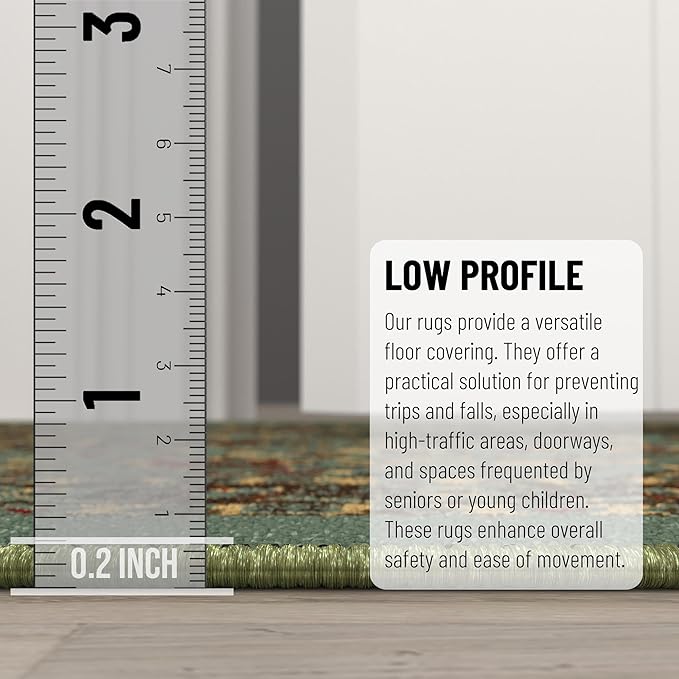 Ottomanson 5' x 6'6" Rugs for Living Room Oriental Area Rug for Bedroom - Non Slip Durable Large Floor Carpet for High Traffic Areas - Indoor Rug for Dining Room Kitchen Kids Playroom, Seafoam Green