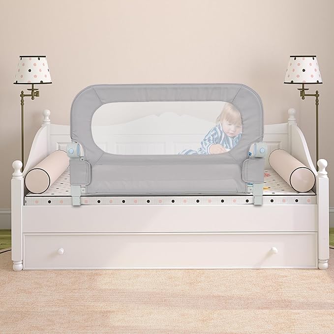 Y- STOP Toddler Bed Rails for Crib Baby Bed Rail Guard for Queen. King Bed, Adjustable Bed Rail Guard with Reinforced Anchor Fit for Slats& Boxspring, Sturdy Crib Bed Rail Guard for Toddlers,Kids