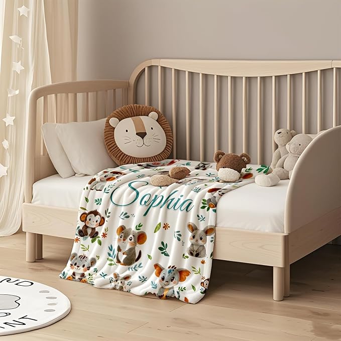 Ship Next Day, Personalized Baby Blanket for Boys Girls - Printed in USA, Custom Baby Blanket with Name Super Soft Plush Flannel, Easter Christmas Brithday Gifts for Baby Shower Kids Toddlers Newborn