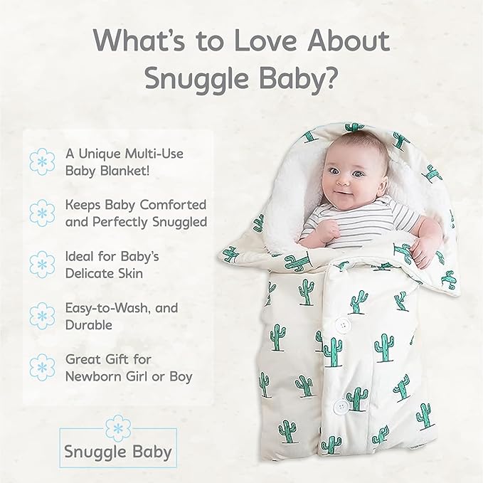 The Swaddle Blanket - Green Cactus - Sleep Swaddle Blankets For Baby Boy & Girl - Infant Sleep Sack 0-3 Months - Newborn Wrap - Newborn Essentials For Baby