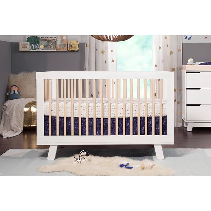 Babyletto Hudson 3-in-1 Convertible Baby Crib - GREENGUARD Gold Certified - Convertible Crib to Toddler Bed and Daybed - Baby Bed with 4 Adjustable Heights - Wooden Crib - Washed Natural