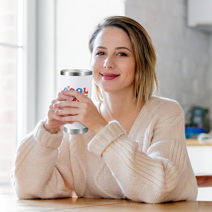 NOWWISH Mothers Day Gifts for Mom from Daughter Son - Cool Moms Club Tumbler - Funny Birthday Gifts for Women Mom Wife and Grandma (20 oz Tumbler, White)