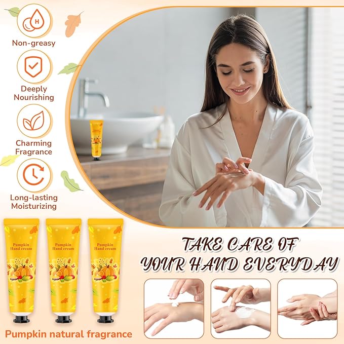 48 Sets Baby Shower Hand Cream Bulk Pumpkin Baby Shower Favors Bridal Thank You Hand Cream for Guests Travel Size Lotion with Organza Bags