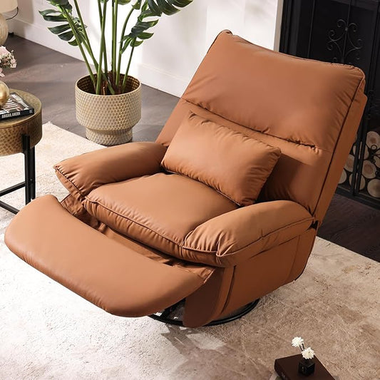 Electric Glider,Power Recliner, Reclining Sofa Chair with USB Ports,270°Rotation Swivel Glider Recliner Chair (Orange)