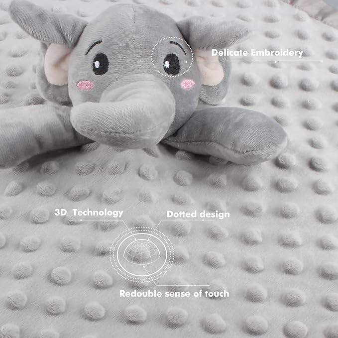 Baby Security Blanket Loveys for Baby Snuggle Toy Plush Elephant Stuffed Animal Baby Gifts for Girls and Boys Newborn Age 0 Month+