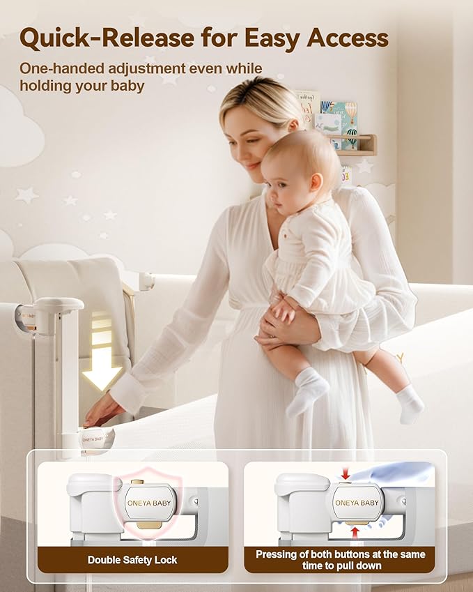 Baby Bed Rail Guard for Toddlers, Reinforced 54in Toddler Bed Rails for Full Bed with Height Adjustable, Extral Tall Child Safety Side Railing Guards/Bedrail for Kids, White/Grey, 1 Side 54" Lx28 H