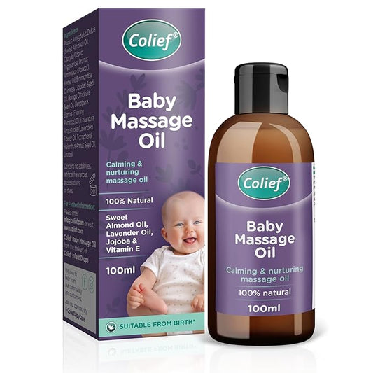 Colief Baby Massage Oil | Soothing Oil For Infants | Made With 100% Natural Ingredients Including Sweet Almond Oil, Lavender Oil, Jojoba & Vitamin E | Suitable For Babies 3+ Months | 3.38 Fl. Oz