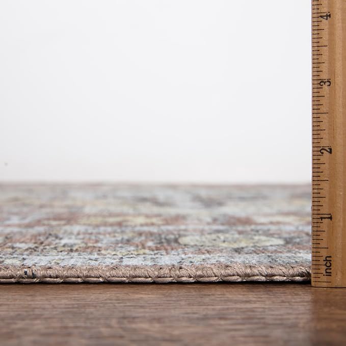 Bloom Rugs Washable Non-Slip 7 ft Runner - Blush/Beige Traditional Medallion Runner for Entryway, Hallway, Bathroom, and Kitchen - Exact Size: 2.5' x 7'