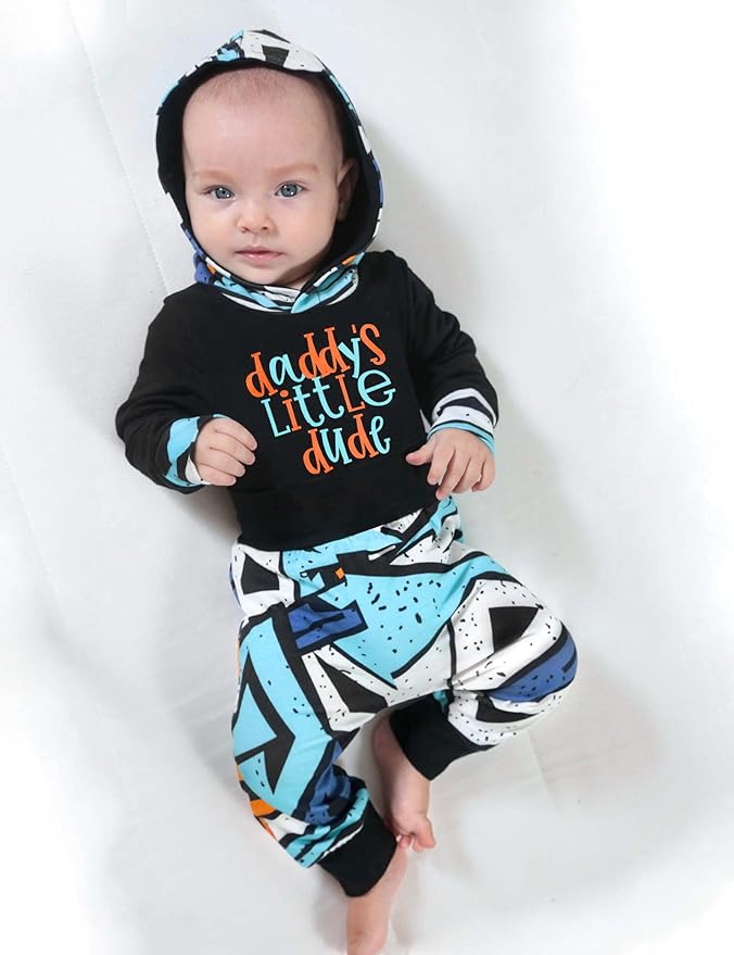 Fommy Newborn Baby Boy Clothes Plaid Letter Print Long Sleeve Hoodies + Long Pants 2PCS Fall Winter Outfits Set
