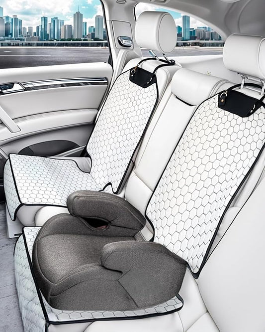 Premium Leather Car Seat Protector for Child Car Seat Cover from Dirt Scratches (2pc White)