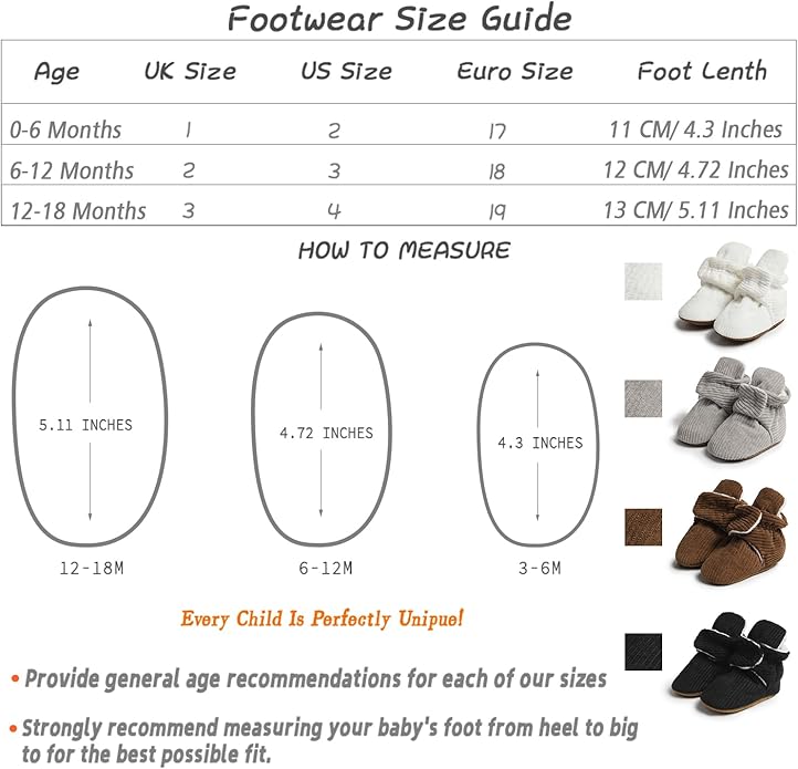 Sawimlgy Newborn Infant Baby Girl Boy Cotton Booties Stay On Sock Slippers Soft Bedroom Shoes Non-Skid Ankle Boots With Grippers Toddler Crib Warm Shoe First Walker Birthday Shower