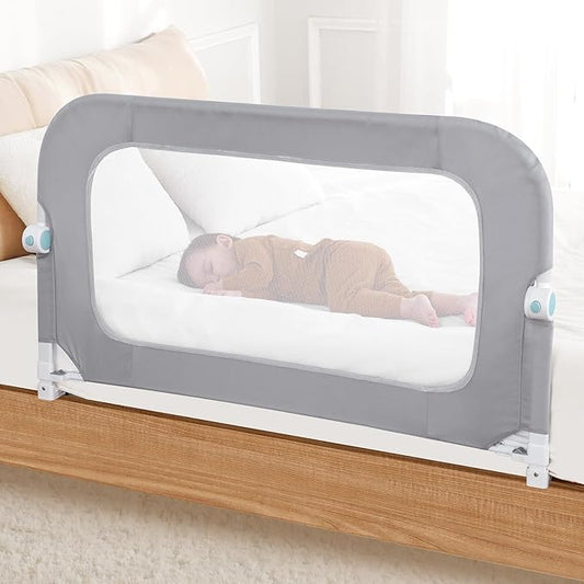 Reinforced Bed Rail for Toddlers – 47’’ Long Safety Guard with Thickened Material, Adjustable & Folding Bed Rails for Twin, Full, Queen, King Beds