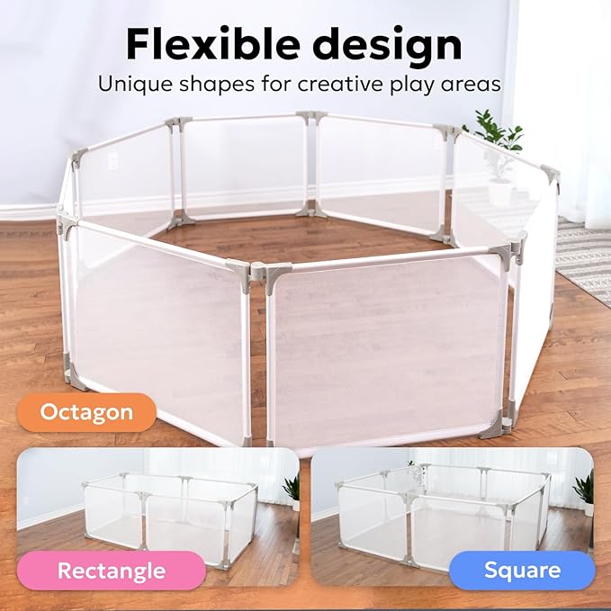 MioTetto Baby Playpen 74x74 – Safe & Sturdy Play Pen, Easy to Assemble and Store Playpen for Babies and Toddlers with Breathable Panels – Indoor & Outdoor Fence Play Area – Perfect with Play Mat