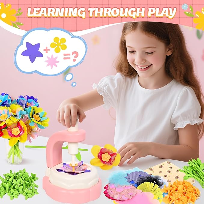 Fabric Flower Bouquets Toys - Arts & Crafts for Kids 4-6,Educational Toys for 4 5 6+ Year Old Girls,DIY Toddler Craft Kits for Girls Ages 8-12,Build Your Flower Bouquet, Ideas Birthday Gifts for Girl