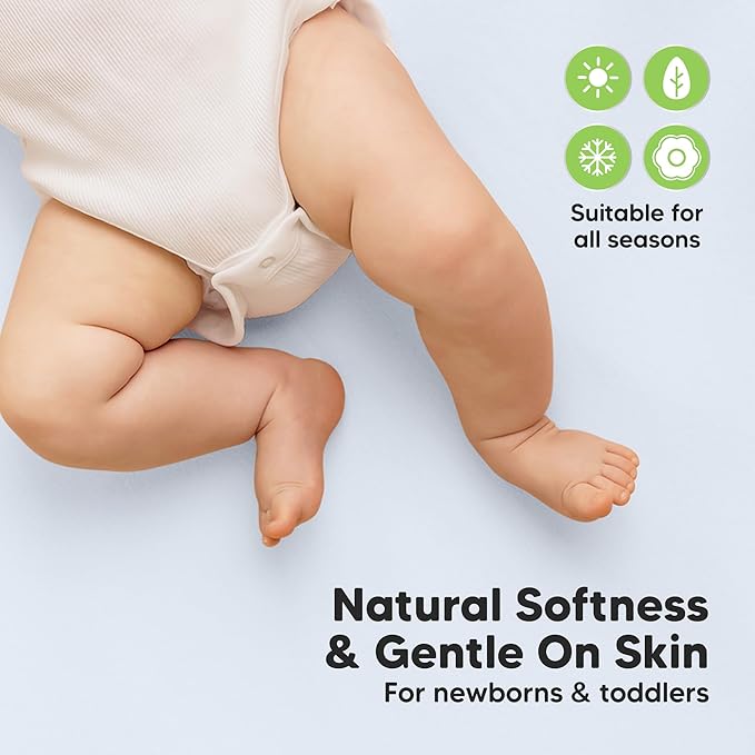 2-Pack Waterproof Crib Sheets for Boy, Girl - Organic Cotton 52X28 Fitted Crib Sheets Neutral,Crib Mattress Protector Sheets,Soft Toddler Bed Sheets,Washable Infant Fitted Baby Crib Sheets (Blue Flax)