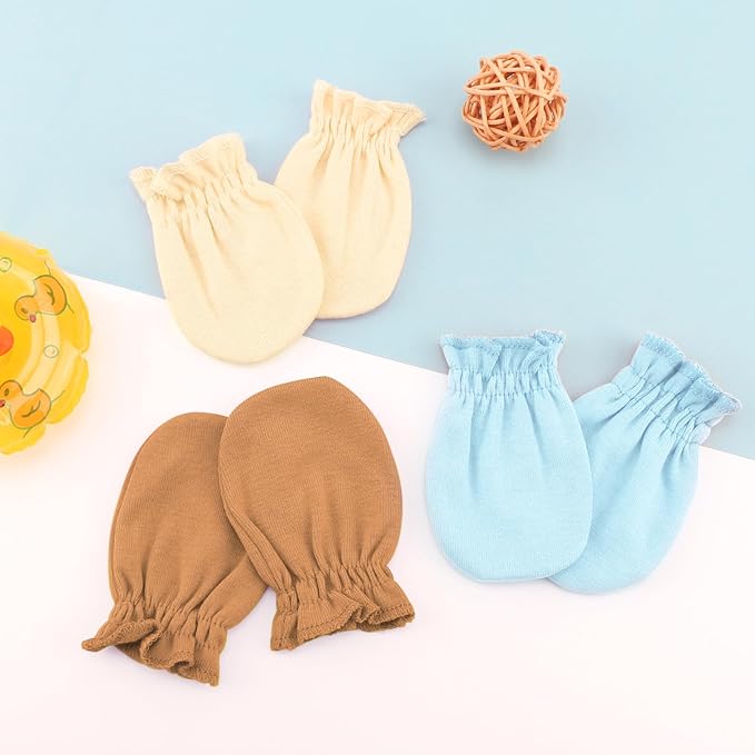 BQUBO 12 Pairs Baby Mittens Newborn Infant Toddler Mittens No Scratch Cotton Elastic Wrist Gloves for Boys Girls 0-6 Months