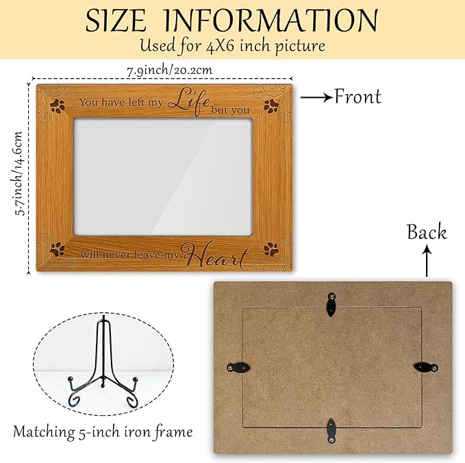 Memorial Picture Frame, Wooden Photo Frame with Stand, Memorial Picture Frame for Pet Owner Dog Mom Cat Mom, Home Office Desk Decor Photo Frame Tabletop Display -xk37
