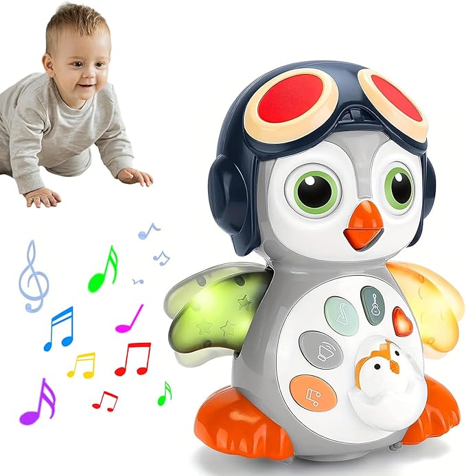 Penguin Crawling Toy for Babies 6-12 Months, Toys for 6 Month Old Boy, Tummy Time 3-6 Months, Light Up Music Toy, Gifts for 3-18 Months Boys Girls, 1 Year Old Boy Girl Toys