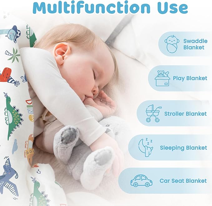 SANDJEST Dinosaurs Kid Blanket 30 x 40 - Kids Throw Minky Blanket with Double Layer Dotted Backing - Gifts for Nursery Room Decor