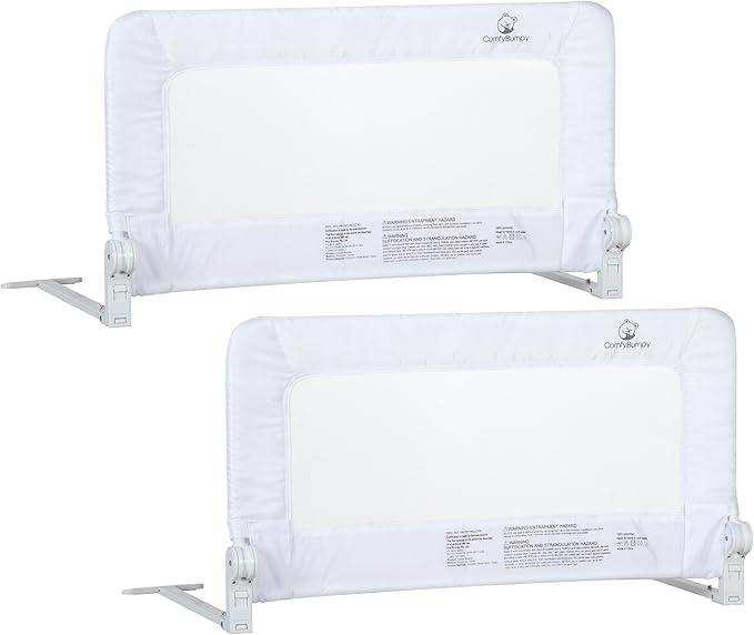 ComfyBumpy 2-Pack Bed Rail for Toddlers 35.5" L x 19.5" H | Toddler Bed Rails for Twin, Full & Toddler Mattress Size | Swing Down Rail Guard | Mattress Side Rail for Kids | White