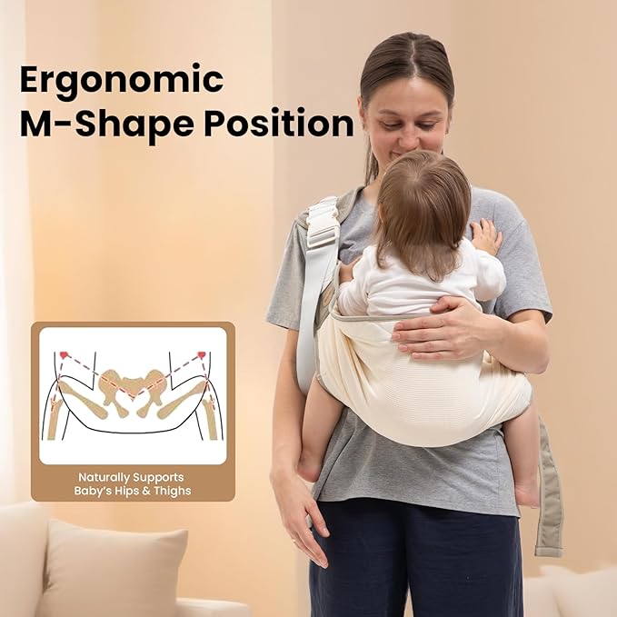 Baby Carrier Newborn to Toddler, Baby Sling Carrier, Toddler Carrier 25-60 lbs with Adjustable Straps, Soft Padded Edges, Lightweight and Travel-Friendly Newborn Baby Carrier