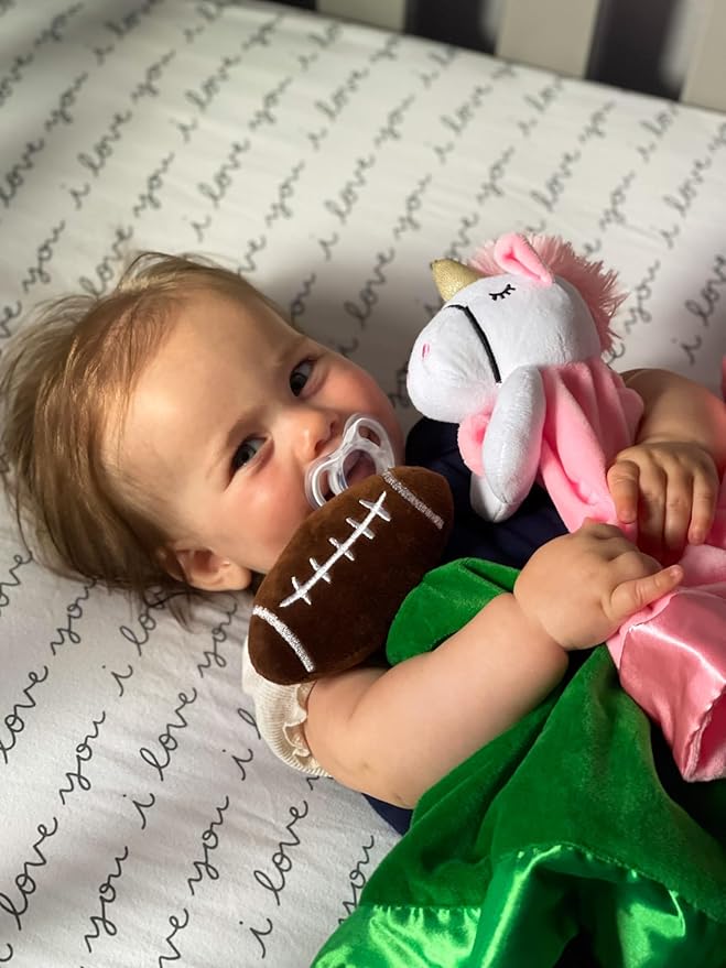 Unicorn Lovey Blanket for Baby | Large 20" x 20" Baby Lovey for Girls | Cute Unicorn Security Blanket for Babies and Toddlers