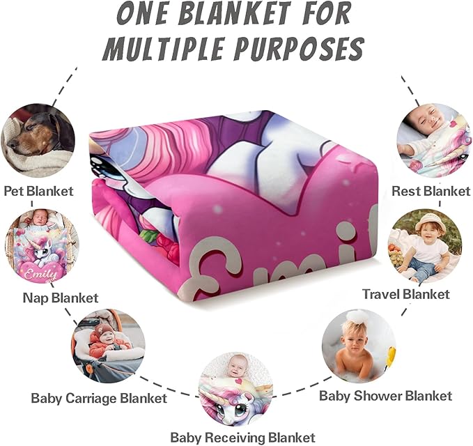 Ship Next Day, Personalized Baby Blanket for Boys Girls - Printed in USA, Custom Baby Blanket with Name Super Soft Plush Flannel, Easter Christmas Brithday Gifts for Baby Shower Kids Toddlers Newborn