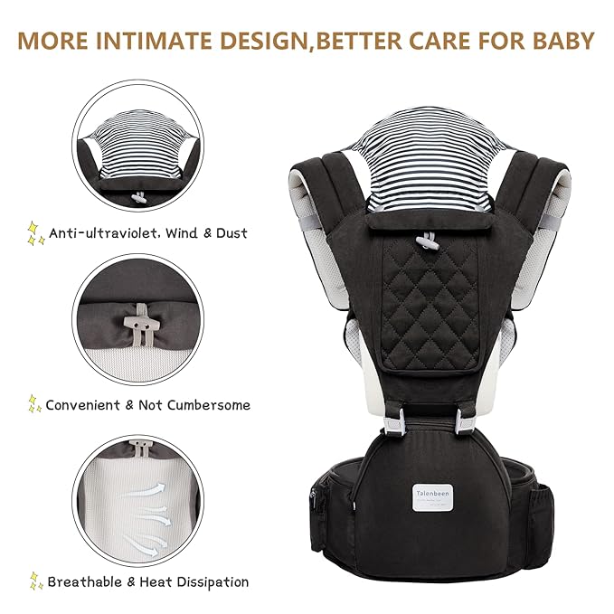 Baby Carrier 6-in-1 Newborn to Toddler, Baby Carrier with Hip Seat Lumbar Support 7-41 lbs, Baby Soft Carrier for All Seasons & Positions, Adjustable Size for Shopping Hiking Travelling